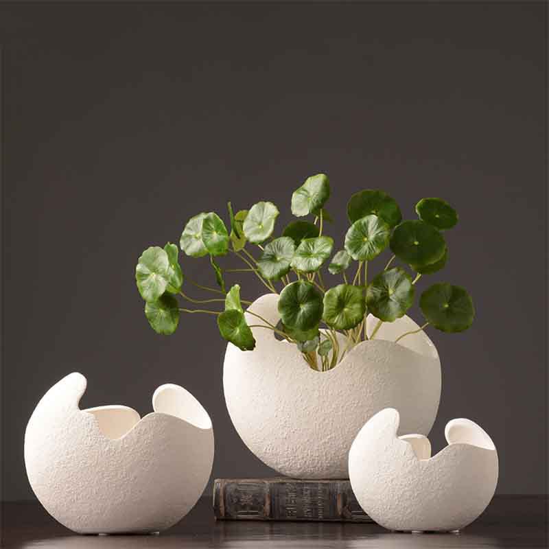 蛋殼造型白陶花器 圖片 3