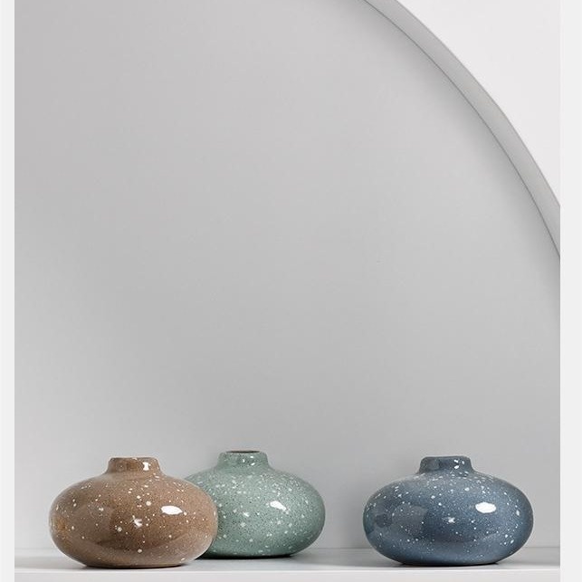 棕色圓腹釉面花器 圖片 3