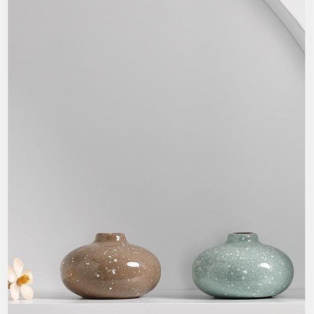 棕色圓腹釉面花器 圖片 4