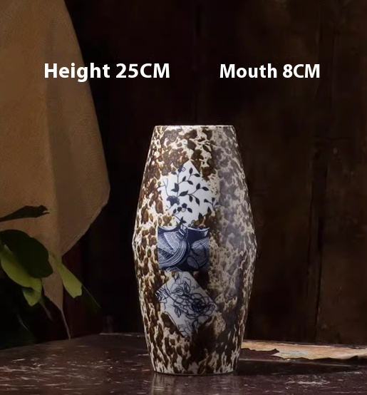 斑紋陶瓷花瓶・中瓶